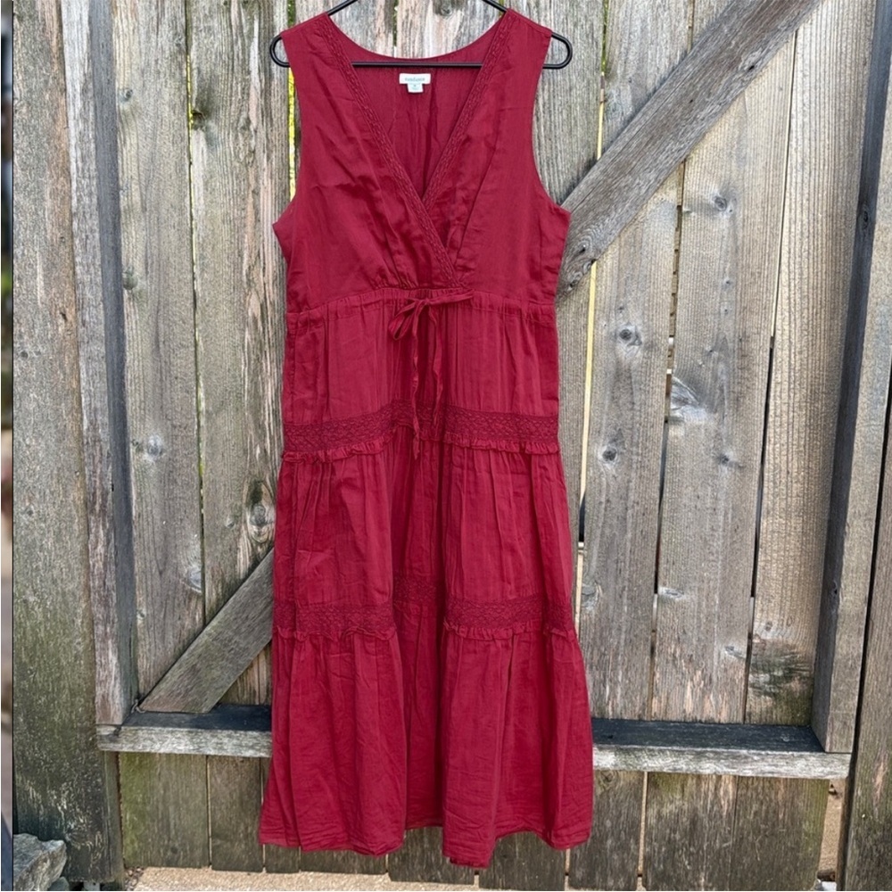 EUC Sundance Zura Silk Blend Tiered Surplice Sleeveless Midi Dress Medium - Picture 2 of 10